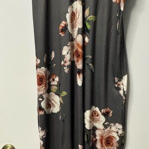 Lularoe Maxi - Floral Maxi Dress with Gray Background